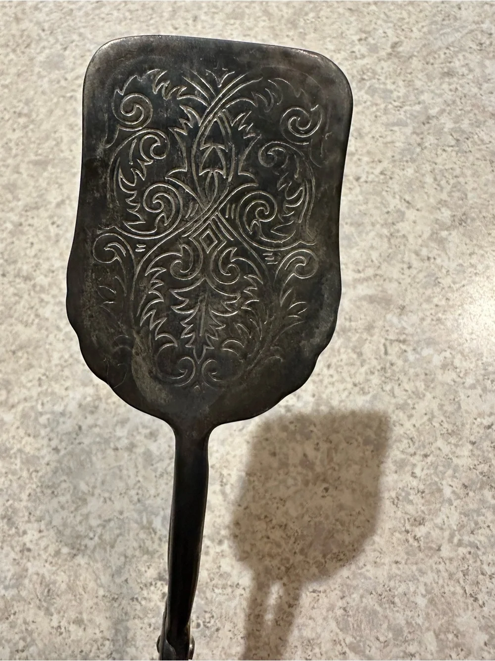EP Zinc- Antique Silver-Plated Tongs Trio - Ornate Floral Tips- Made in Italy